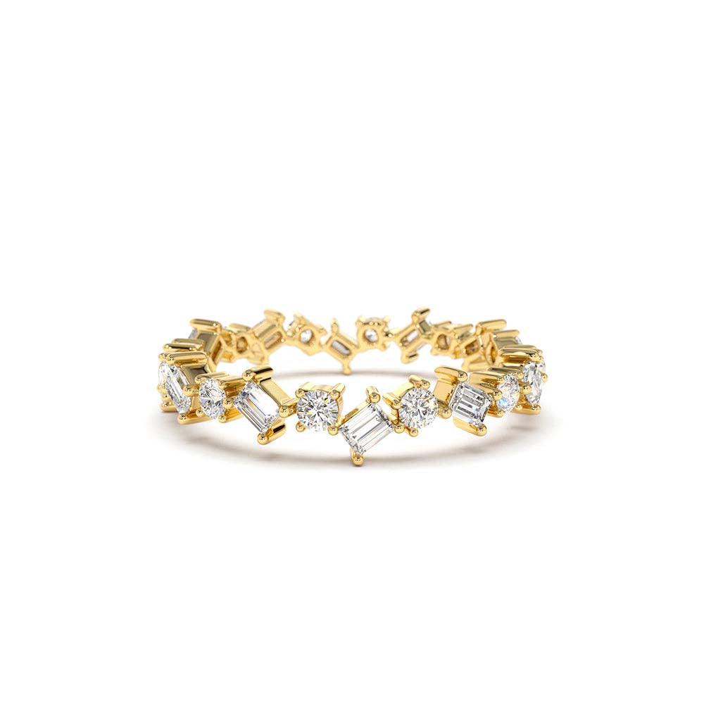 14K Baguette and Round Diamond Full Eternity Ring by Orlina Fine