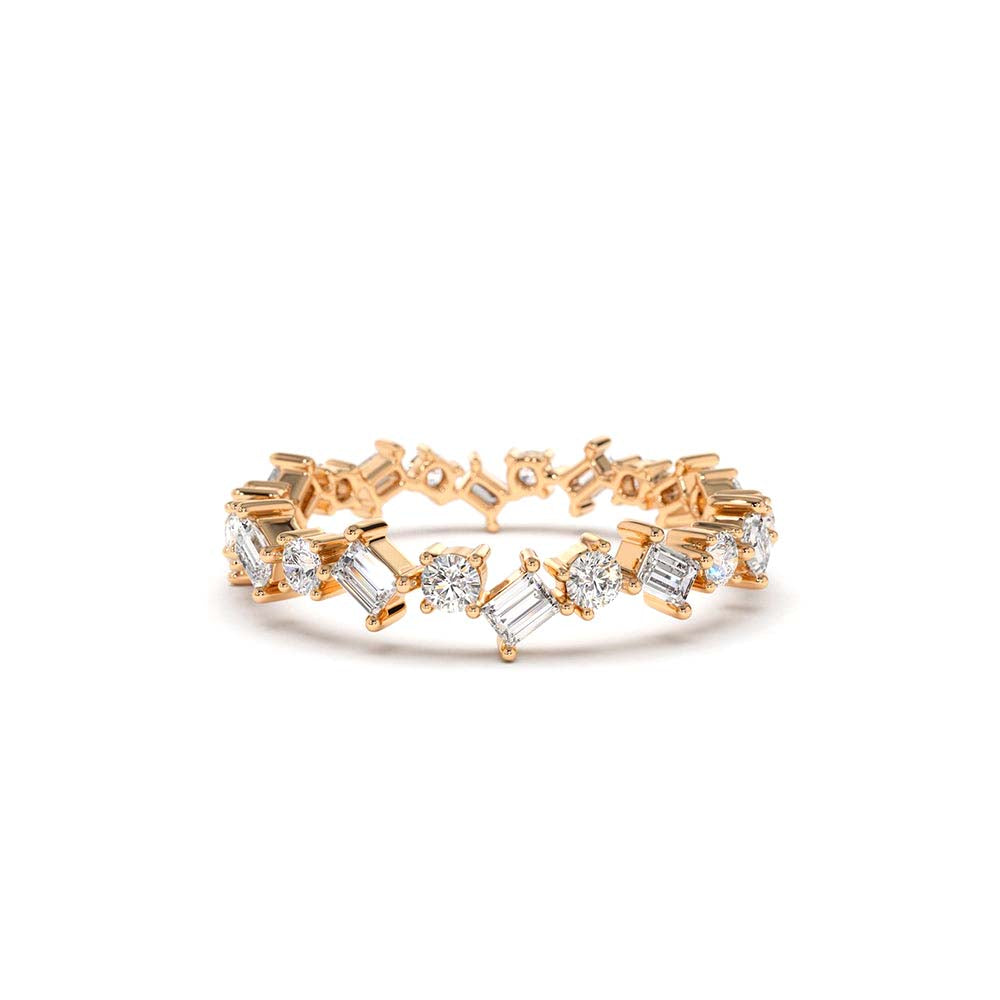 14K Baguette and Round Diamond Full Eternity Ring - view 2