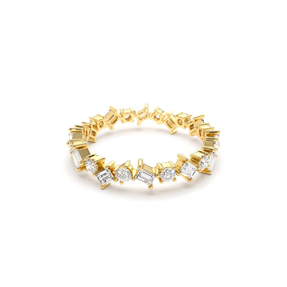 14K Baguette and Round Diamond Full Eternity Ring - view 3