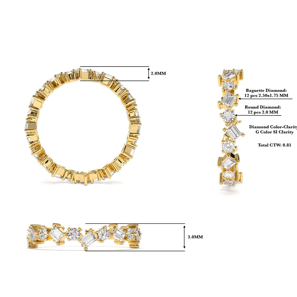 14K Baguette and Round Diamond Full Eternity Ring - view 4