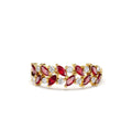 14K Two Rows Marquise Cut Natural Ruby and Diamond Ring by Orlina Fine