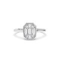 14K Emerald Cut Illusion Mosaic Solitaire Engagement Ring by Orlina Fine