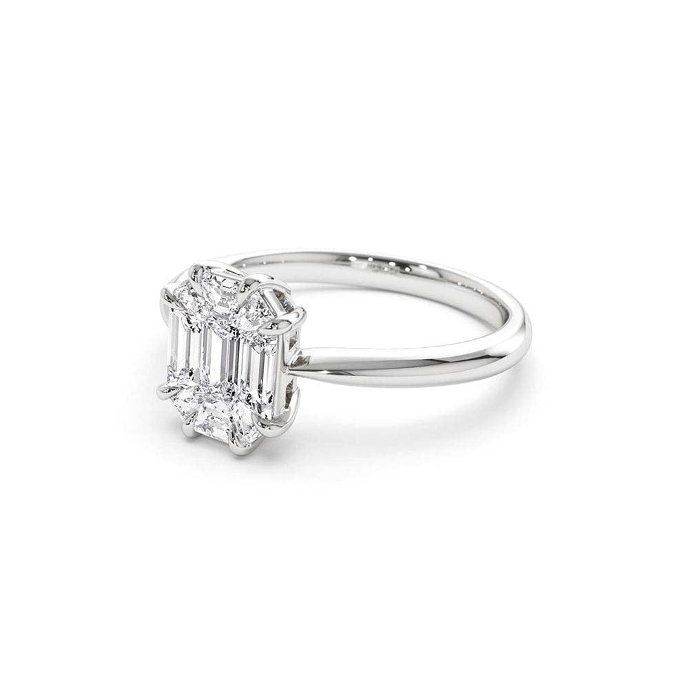 14K Double Claw Step Cut Illusion Solitaire Engagement Ring - view 5
