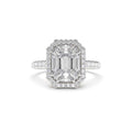 14K Emerald Cut Illusion Halo Setting Engagement Ring by Orlina Fine