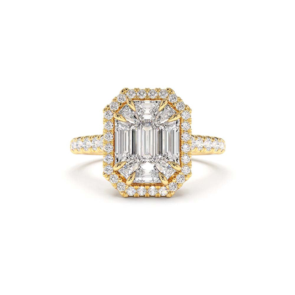 14K Emerald Cut Illusion Halo Setting Engagement Ring - view 3