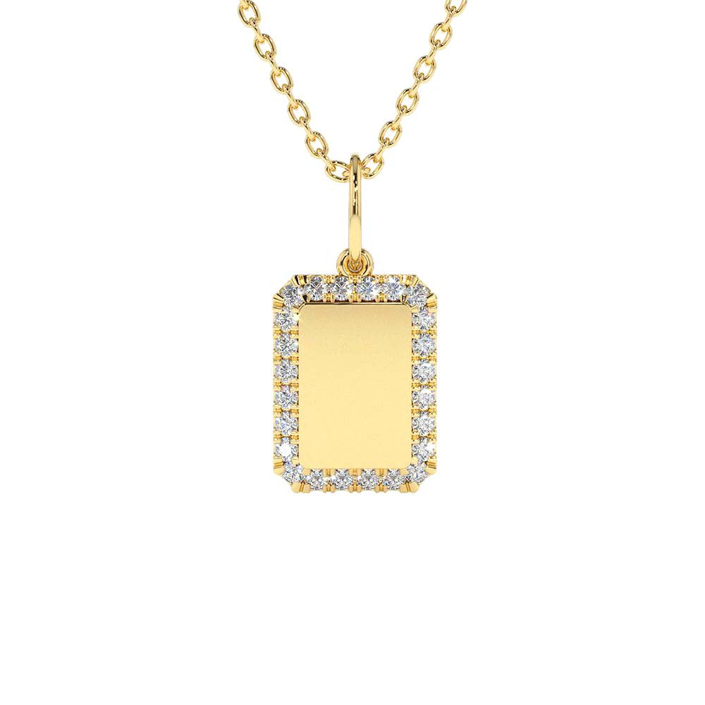 14K Gold Diamond Tag Initial Necklace by Orlina Fine