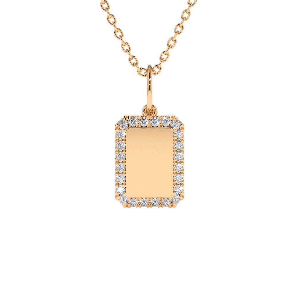 14K Gold Diamond Tag Initial Necklace - view 3