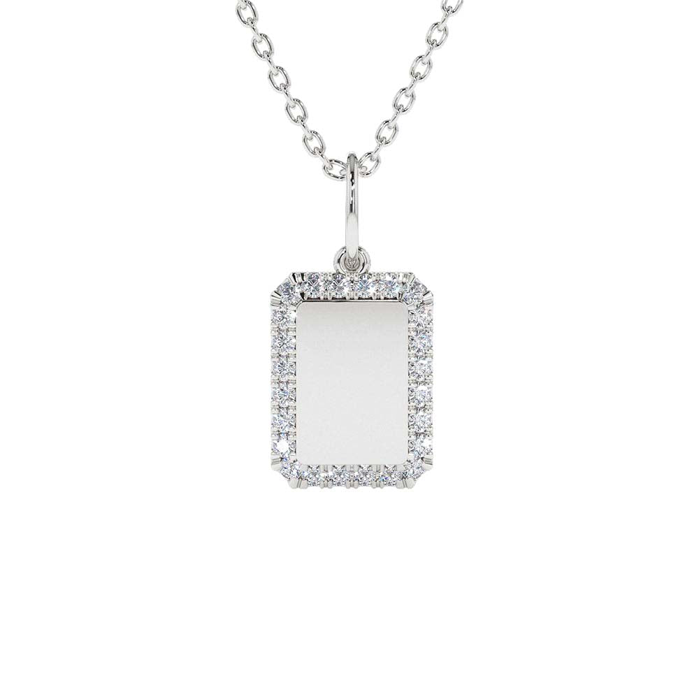 14K Gold Diamond Tag Initial Necklace - view 4