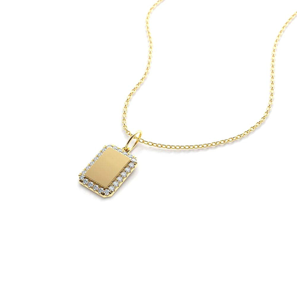 14K Gold Diamond Tag Initial Necklace - view 5