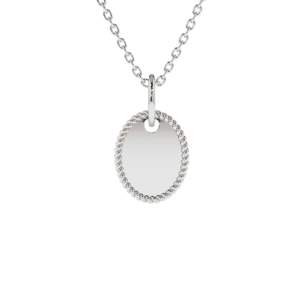 14K Mini Oval Initial Tag with Twist Rope - view 4