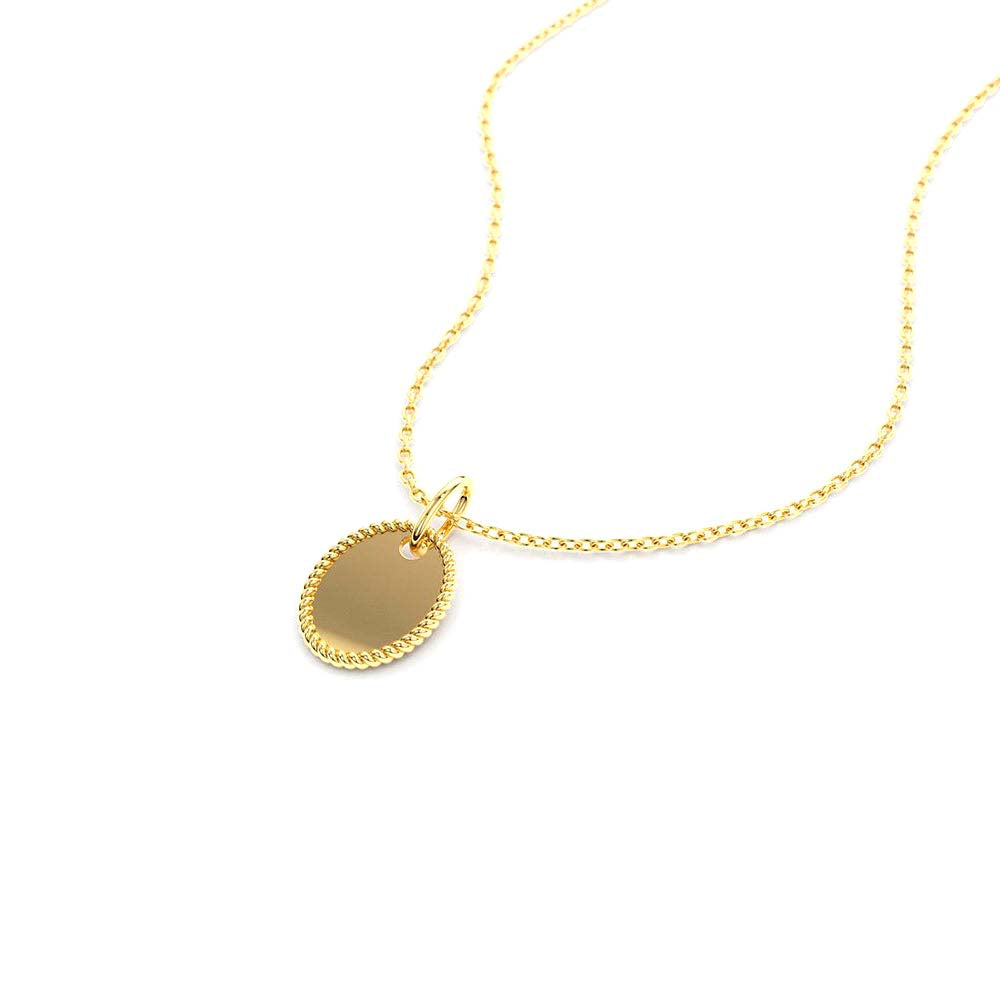 14K Mini Oval Initial Tag with Twist Rope - view 5
