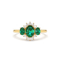 14K Three Stone Emerald Cluster Ring by Orlina Fine