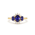 14K Three Stone Sapphire Cluster Ring by Orlina Fine