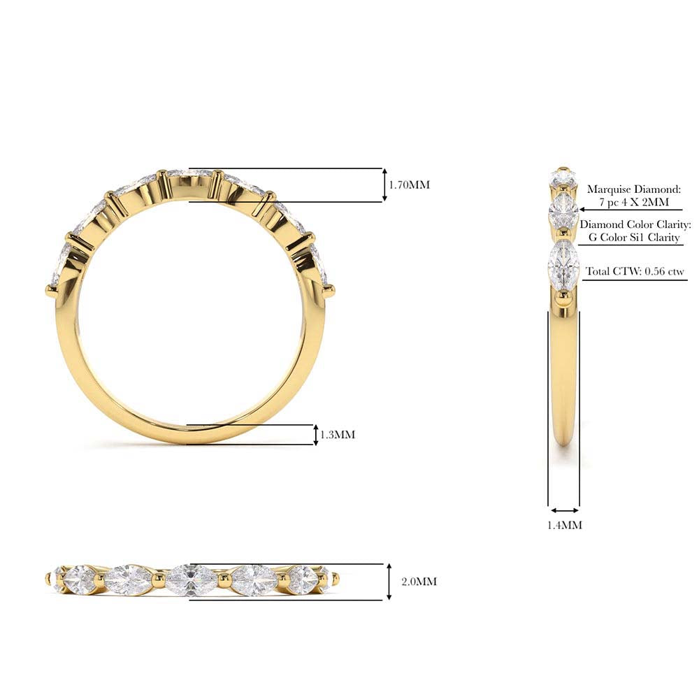 14K Marquise Cut Diamond Anniversary Band - view 5
