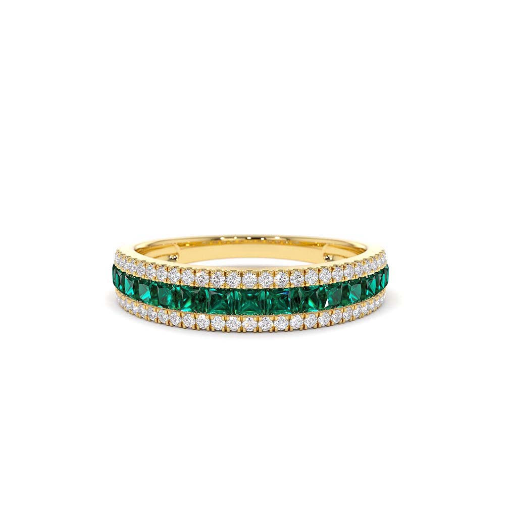 14K Half Eternity Square Emerald Anniversary Ring by Orlina Fine