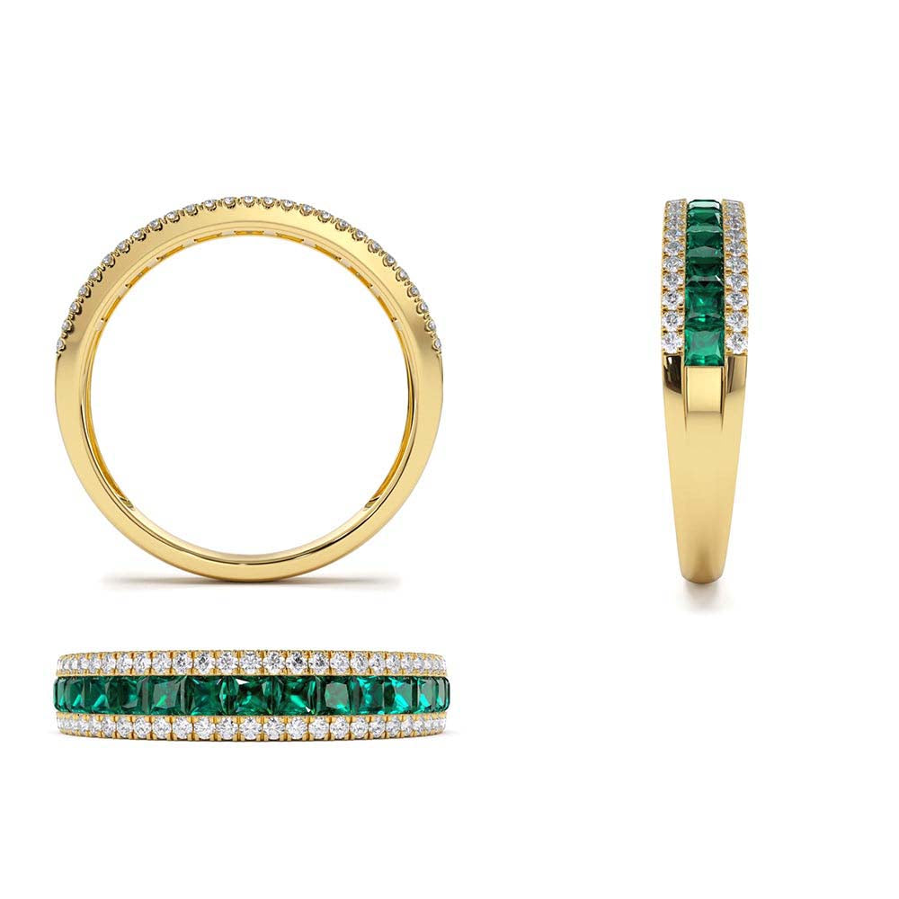 14K Half Eternity Square Emerald Anniversary Ring - view 5