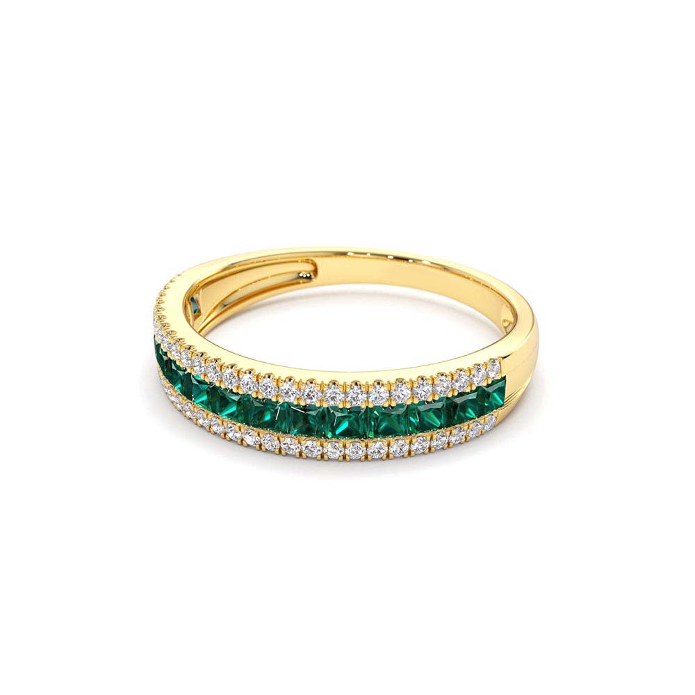 14K Half Eternity Square Emerald Anniversary Ring - view 4