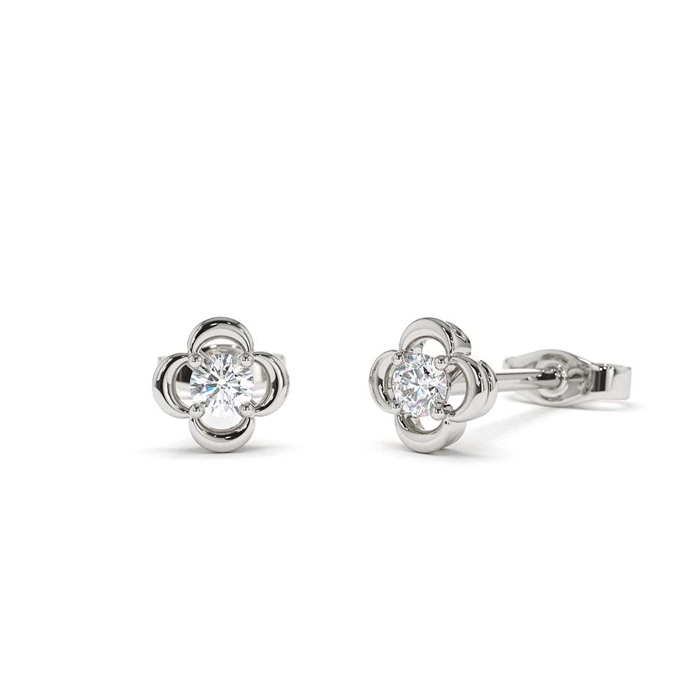 14K Diamond Clover Earrings - view 3
