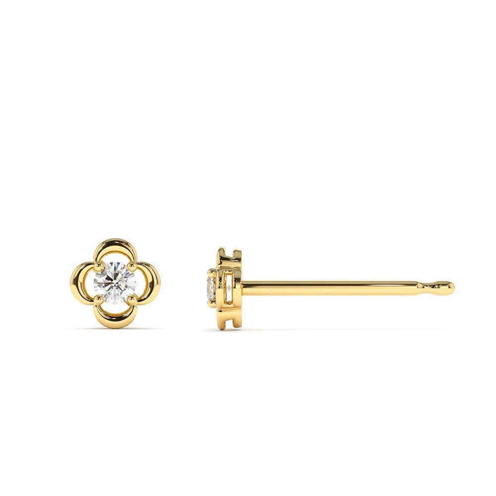 14K Diamond Clover Earrings - view 4