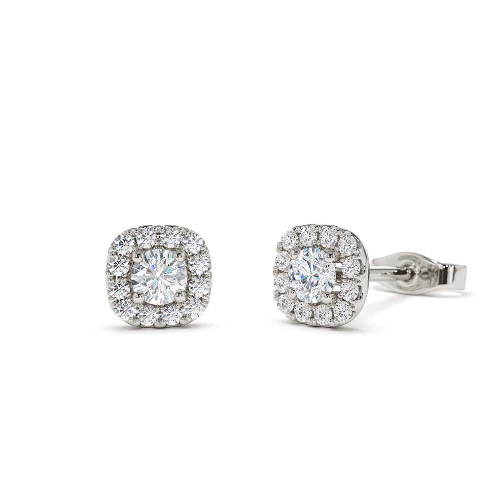 14K Halo Setting Diamond Studs - view 3