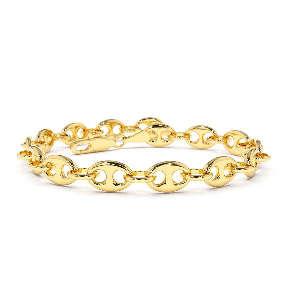 14K Gold Thick Puffed Mariner Bracelet by Orlina Fine