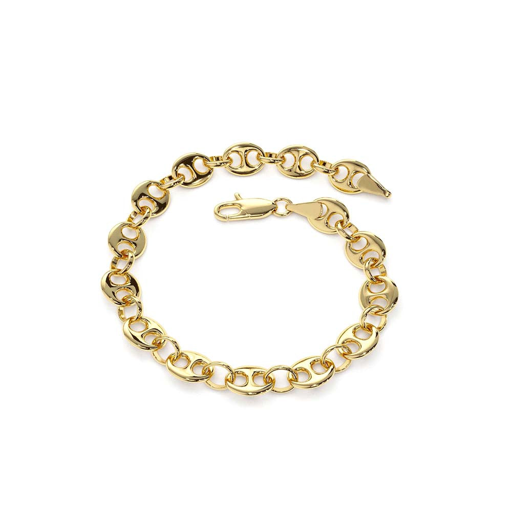 14K Gold Thick Puffed Mariner Bracelet - view 2