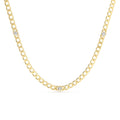 14K Gold Cuban Link Necklace w/ Bezel Setting Diamond by Orlina Fine