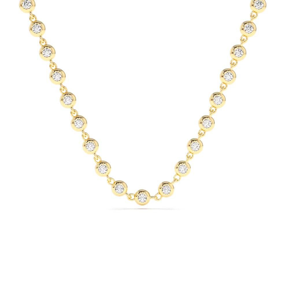 14K Gold Bezel Setting Diamond Tennis Necklace by Orlina Fine