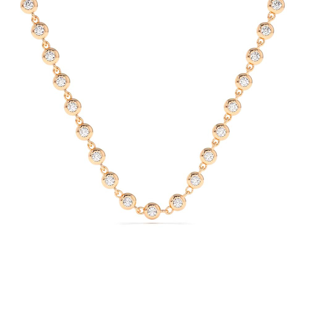 14K Gold Bezel Setting Diamond Tennis Necklace - view 2