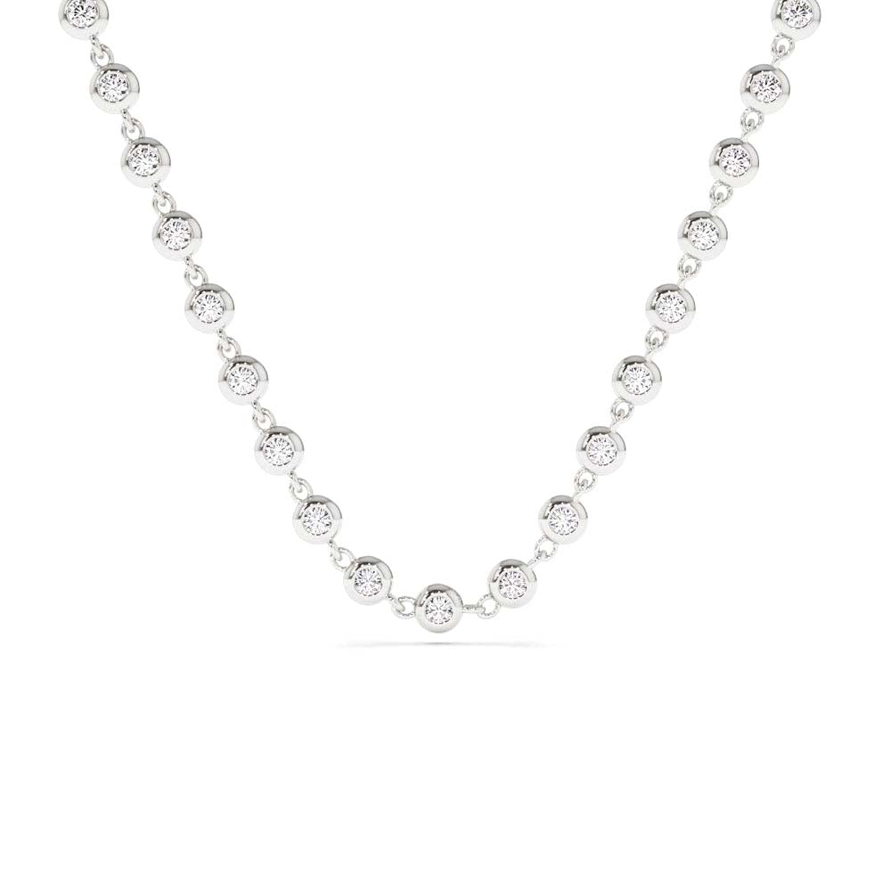 14K Gold Bezel Setting Diamond Tennis Necklace - view 3
