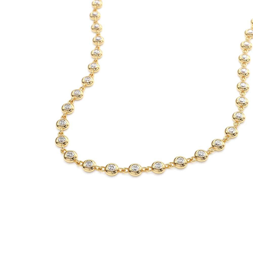 14K Gold Bezel Setting Diamond Tennis Necklace - view 4