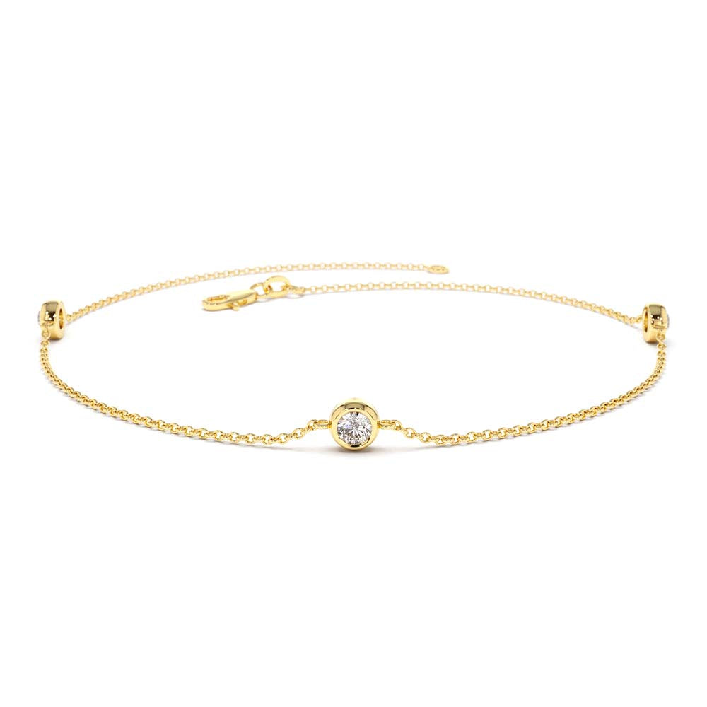 14K Gold 5 Stone 0.50ctw Diamond by The Yard Solitaire Bracelet by Orlina Fine