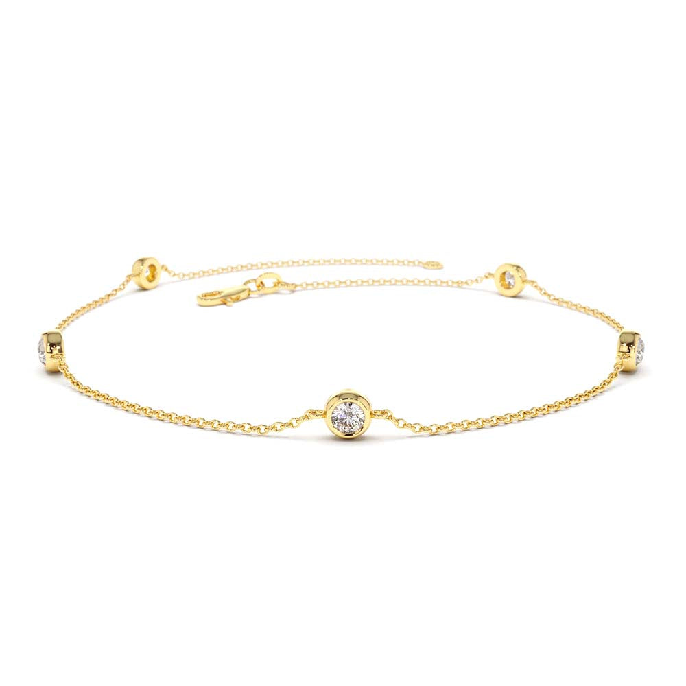 14K Gold 3 Stone 0.30ctw Diamond by The Yard Solitaire Bracelet - view 2