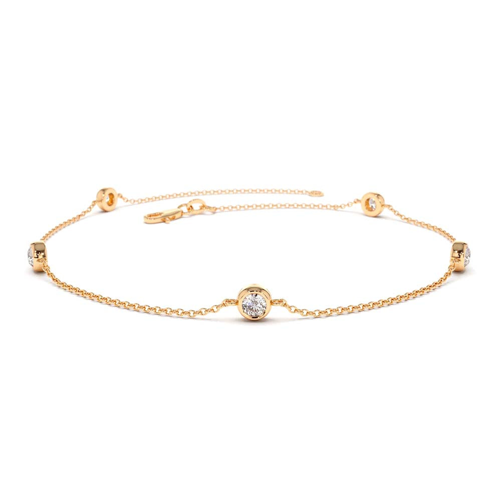 14K Gold 5 Stone 0.50ctw Diamond by The Yard Solitaire Bracelet - view 6