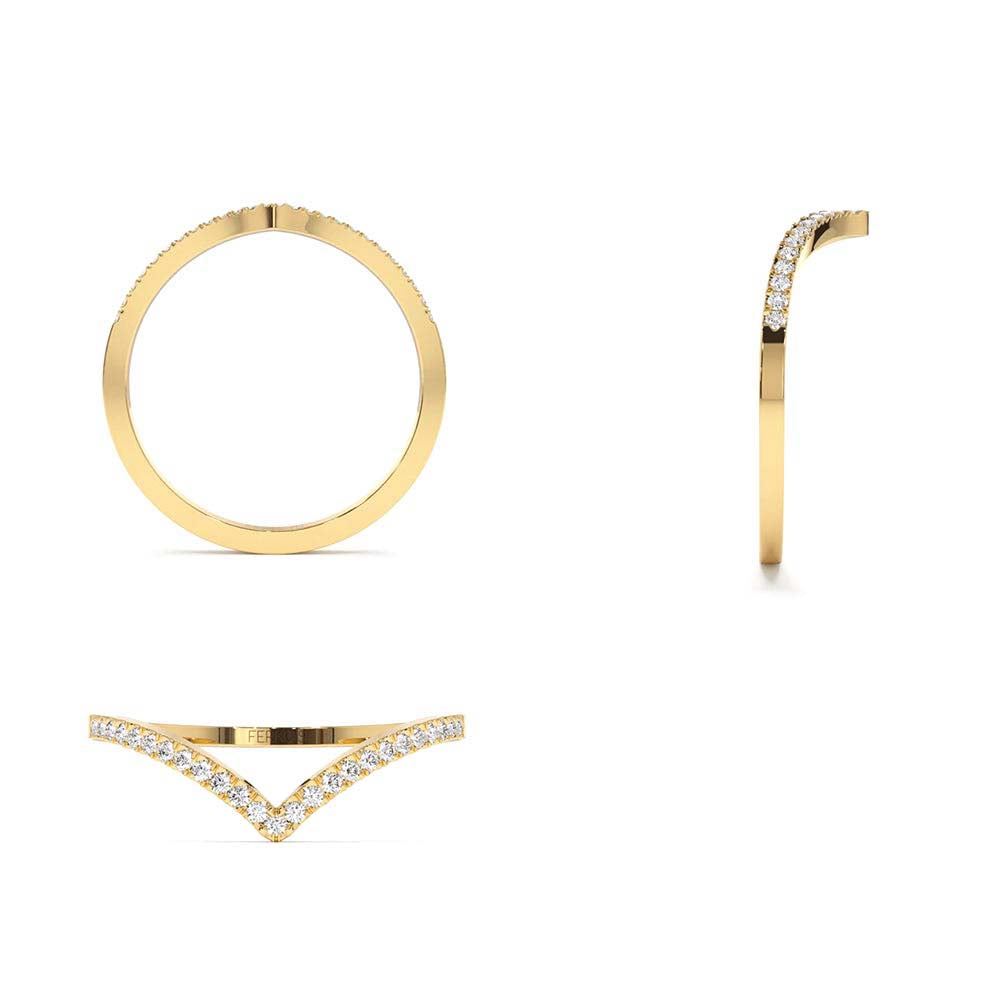 14K Gold Diamond Chevron Ring - view 4
