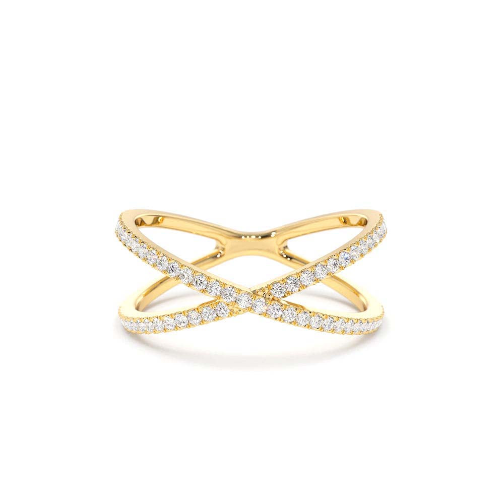 14K Gold Diamond Criss Cross Pave Ring by Orlina Fine