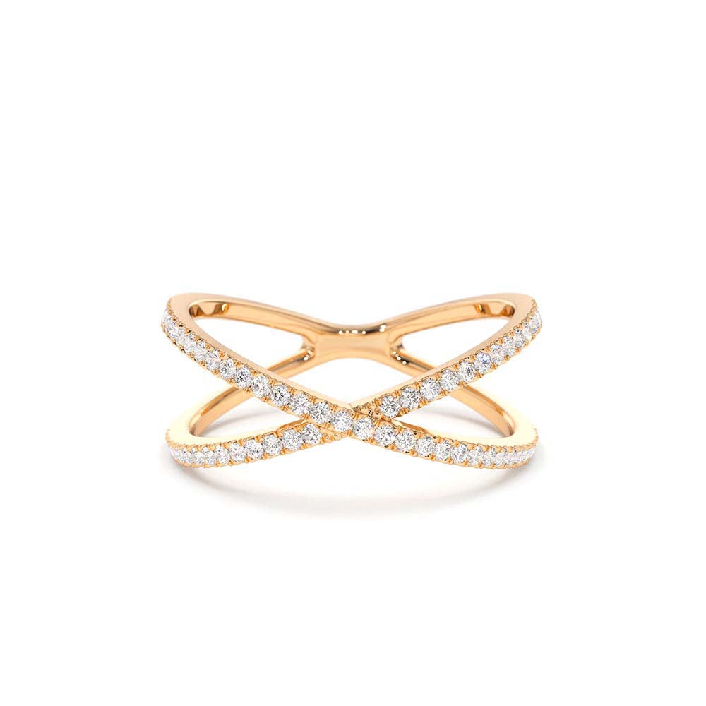 14K Gold Diamond Criss Cross Pave Ring - view 2