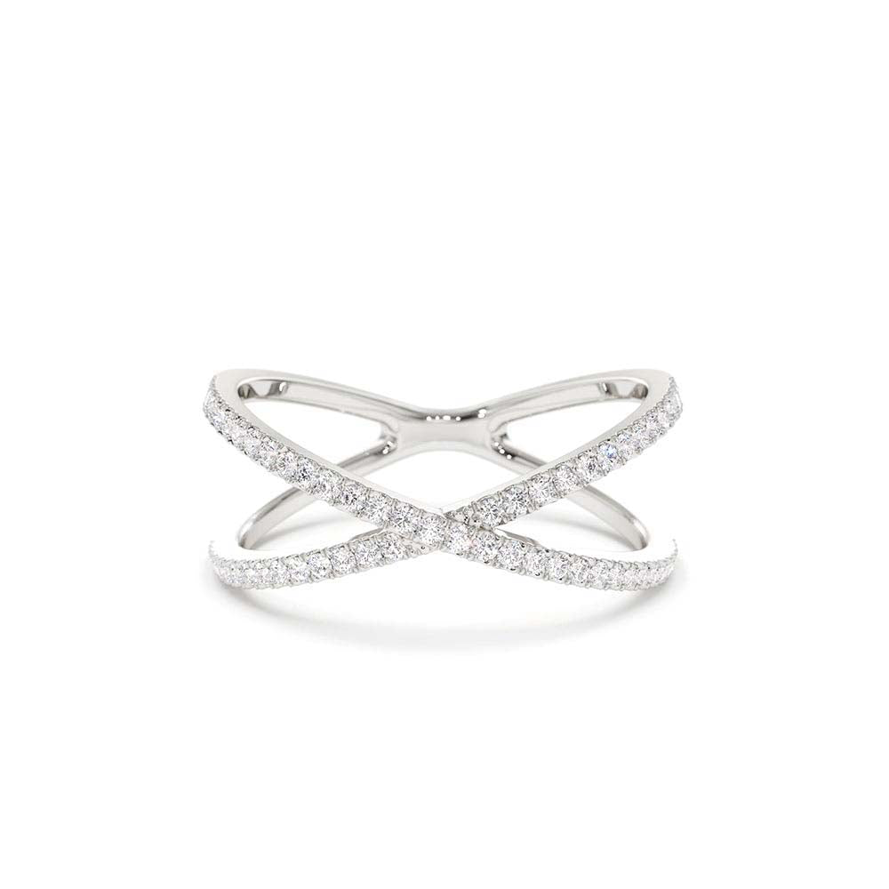 14K Gold Diamond Criss Cross Pave Ring - view 3