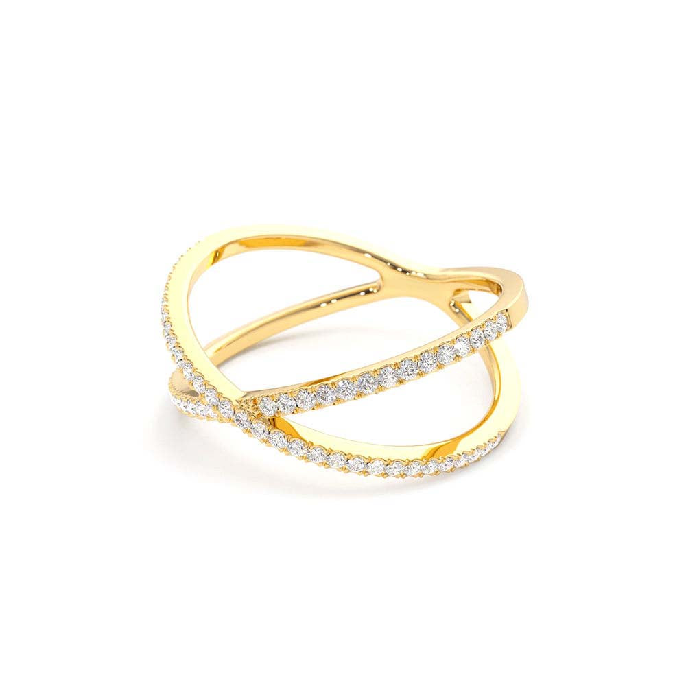14K Gold Diamond Criss Cross Pave Ring - view 4