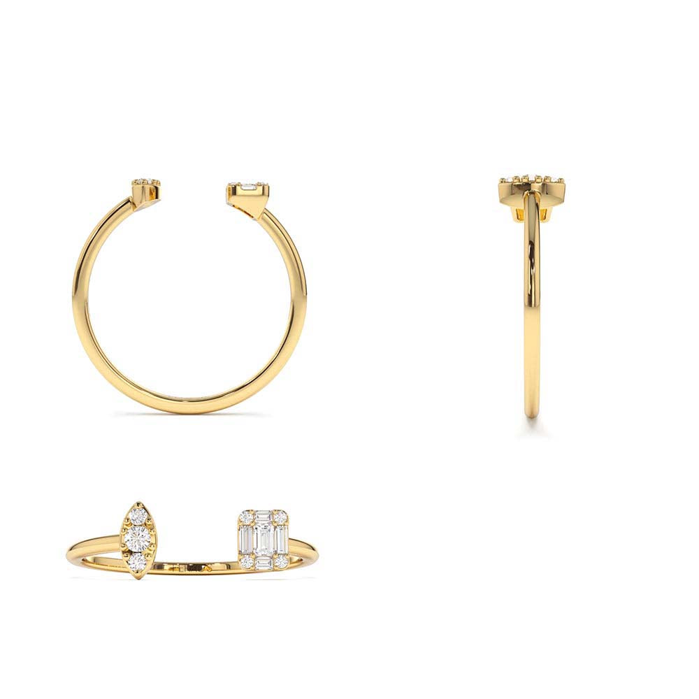14K Gold Diamond Baguette Cuff Ring - view 5