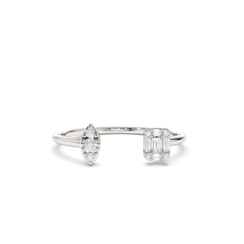 14K Gold Diamond Baguette Cuff Ring - view 3