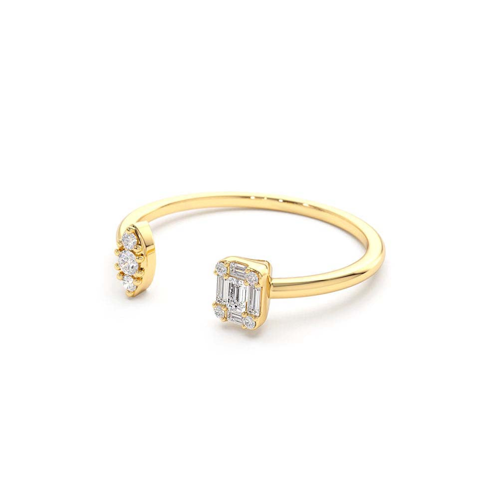 14K Gold Diamond Baguette Cuff Ring - view 4