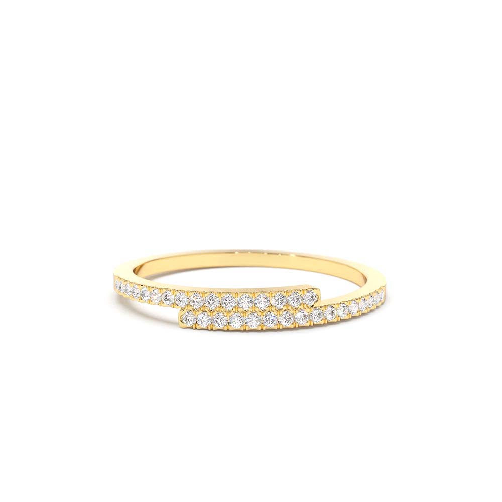14K Cross Over Diamond Stackable Ring by Orlina Fine