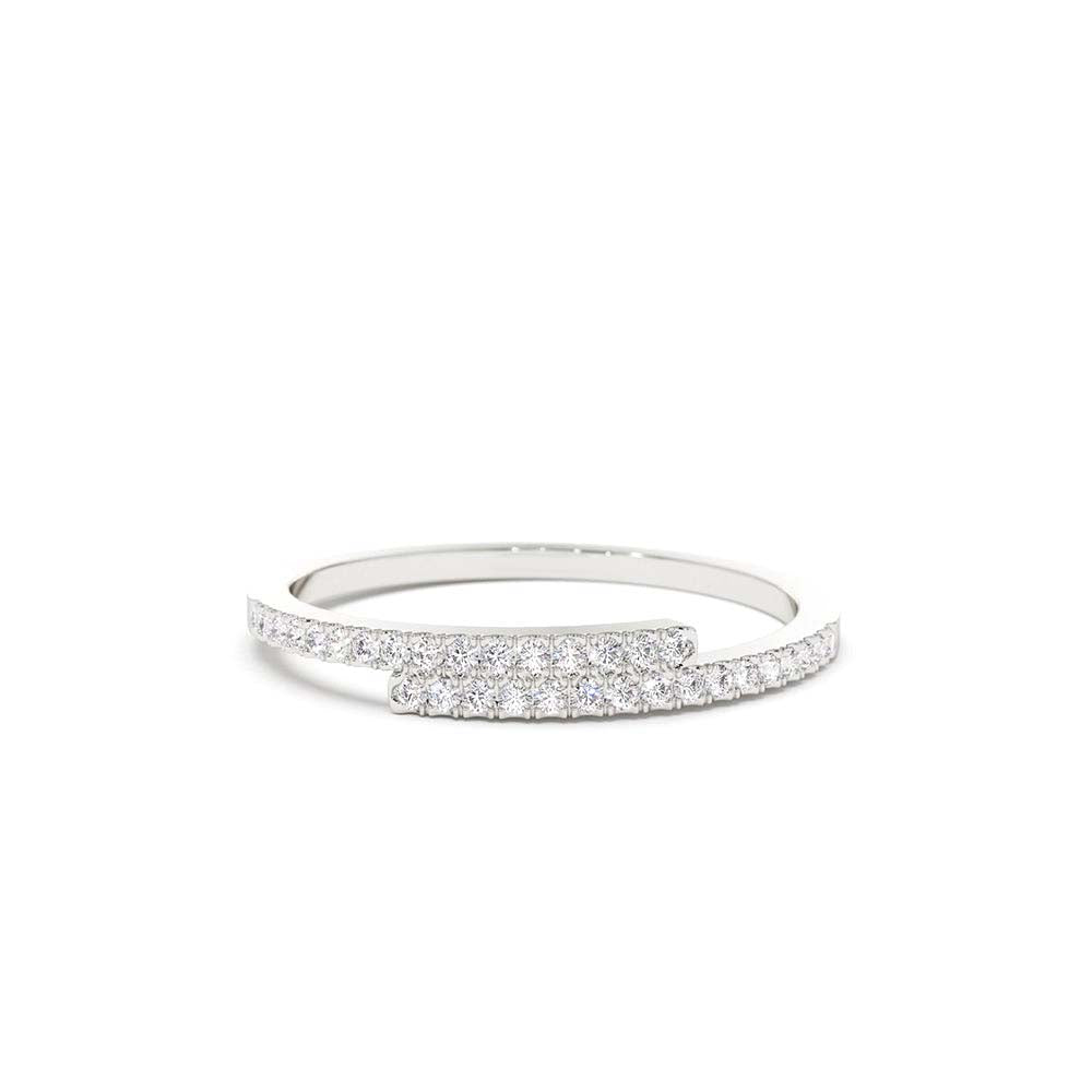 14K Cross Over Diamond Stackable Ring - view 3