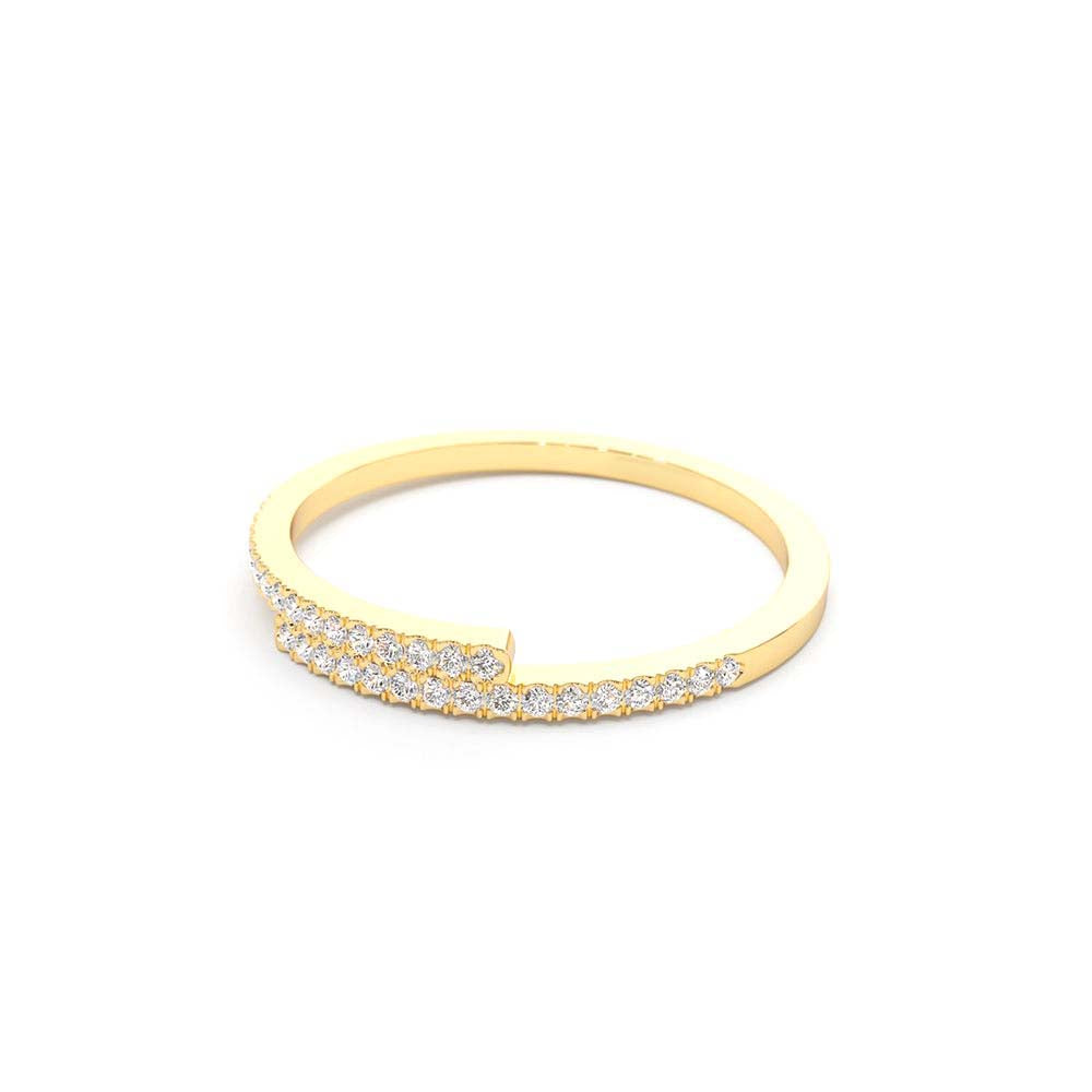 14K Cross Over Diamond Stackable Ring - view 4