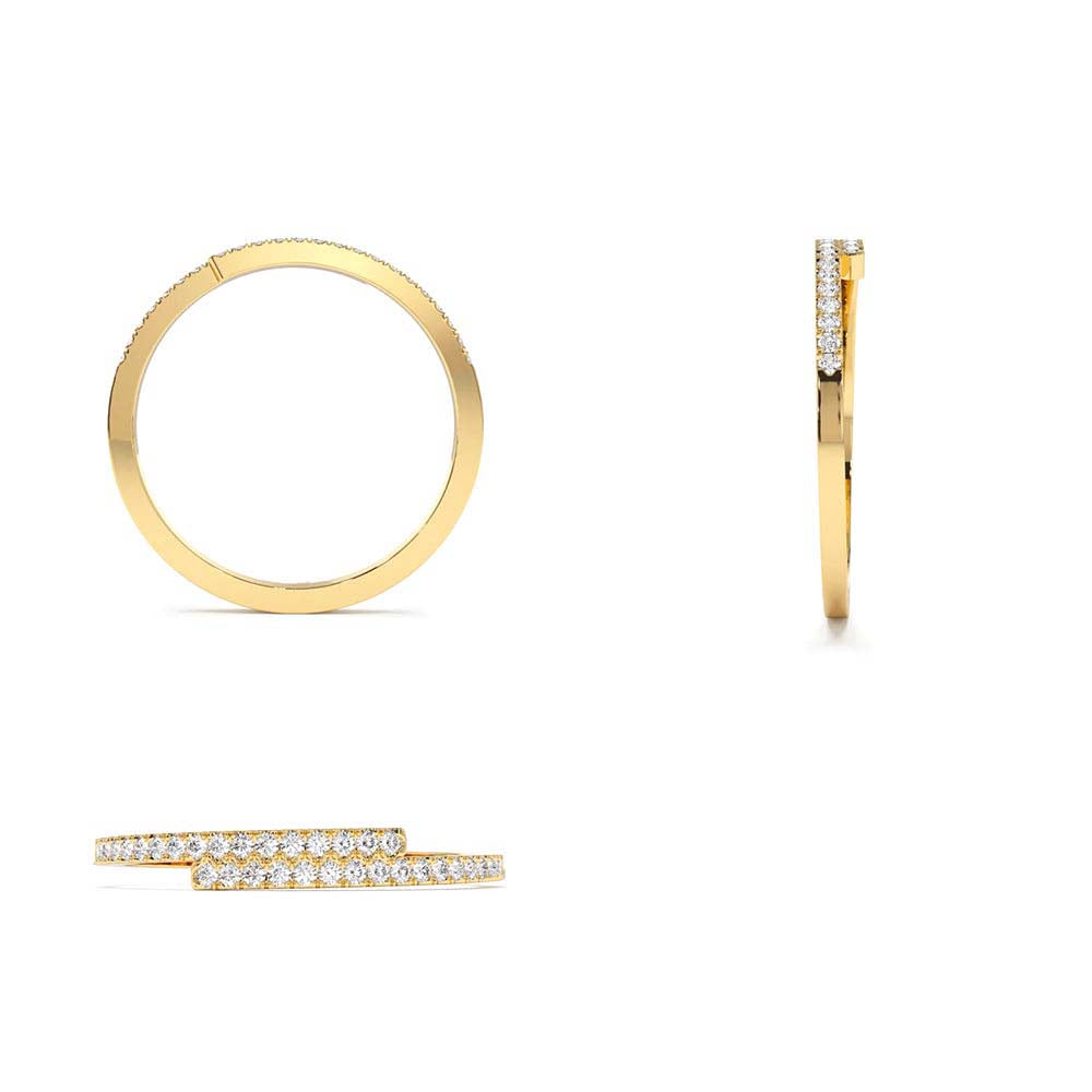 14K Cross Over Diamond Stackable Ring - view 5