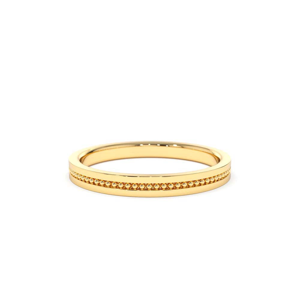 14K Beaded Stacking Gold Wedding Band by Orlina Fine
