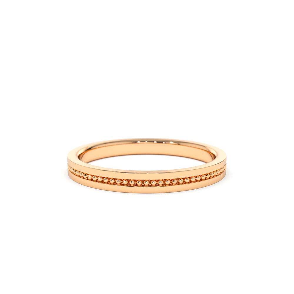 14K Beaded Stacking Gold Wedding Band - view 2