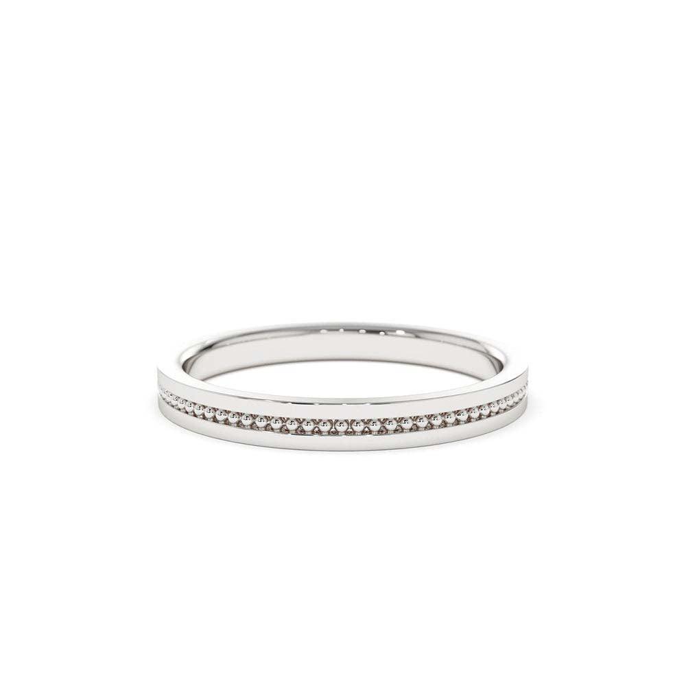 14K Beaded Stacking Gold Wedding Band - view 3