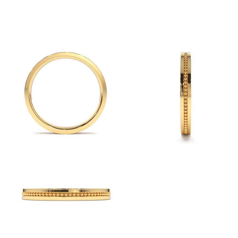 14K Beaded Stacking Gold Wedding Band - view 5